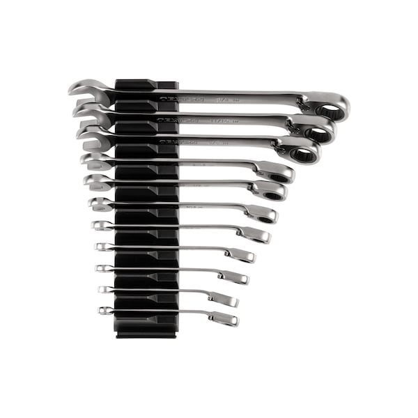 11pc Reversible 12-Point Ratcheting Combination Wrench Set w/ Modular Wrench Organizer (1/4-3/4 in)